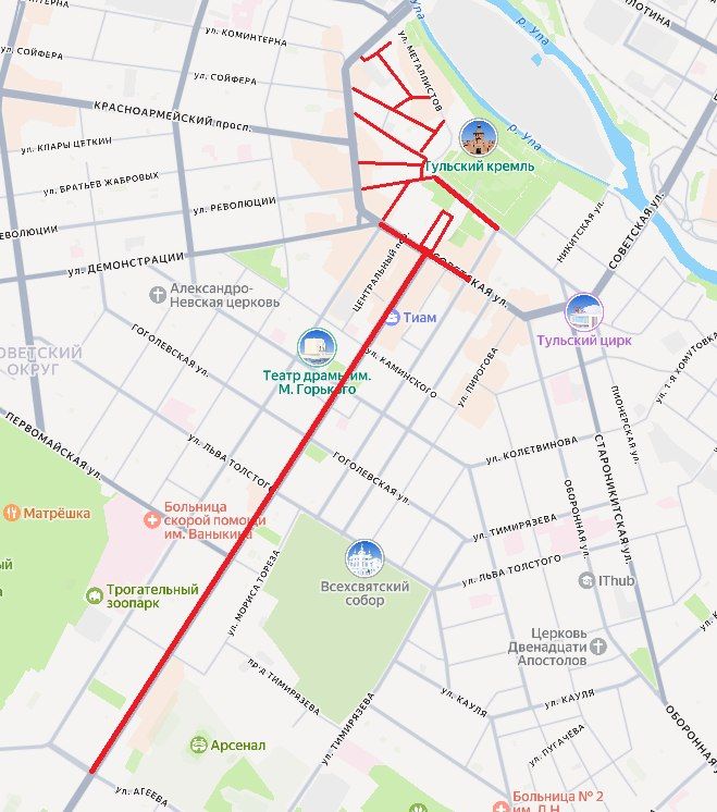 Внесены новые изменения в ограничения транспорта в части Центрального и Советского округов с 17 по 19 июля