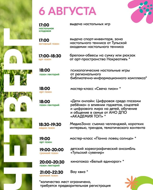 «ГАЗОН.ФЕСТ»: афиша мероприятий с 4 по 8 августа «ГАЗОН.ФЕСТ»: афиша мероприятий с 4 по 8 августа