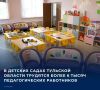По состоянию на конец 2025 года в детских садах Тульской области трудилось 6 613 педагогических работников, из них 74% - это воспитатели