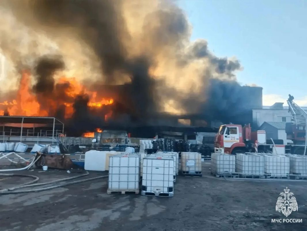 Крупный пожар произошёл на предприятии в Новомосковске Крупный пожар произошёл на предприятии в Новомосковске